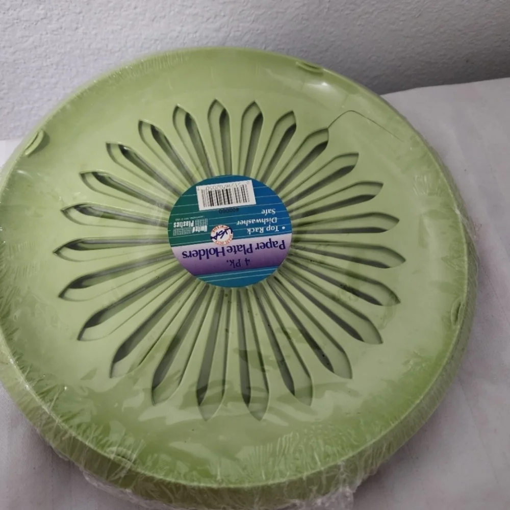 Unique Vintage Green Paper Plate Holders - 4 Pack